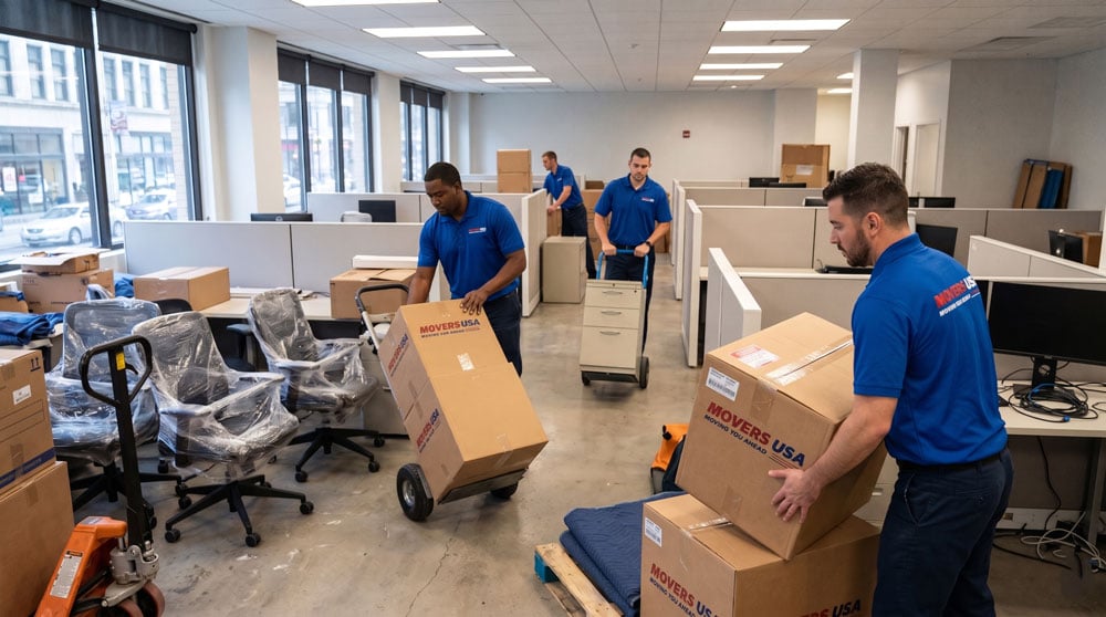 Movers USA commercial office moving team